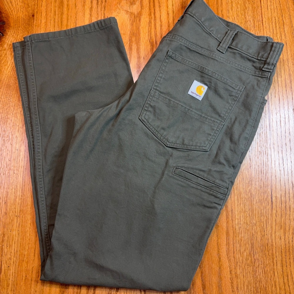 Carhartt Rugged Flex Relaxed Fit Canvas Work Pant Mens 34x34 Moss Green BN2517-M